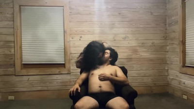 Tempting BBW goddess rides obedient boy on chair