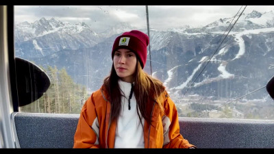 Intimate POV oral session with cute girl in the cable car