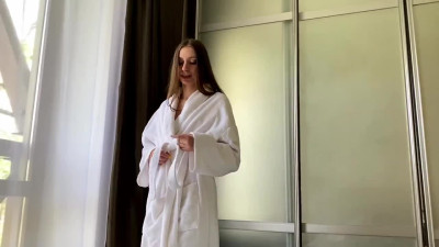 Petite teen with small tits Freya AiryC3 rubs her pussy from the inside with a big dick!
