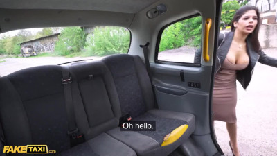 Busty Latina fucks with taxi driver after she sucked his big hammer