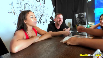 Lucky dude gets to fuck these beauties hard in the salon!