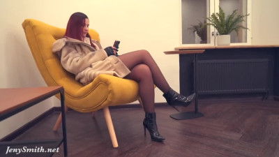 Jenny Smith walking around the office complex and flashes her pussy