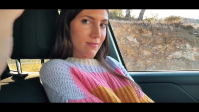 Glamorous brunette enjoys fuck in public by the car