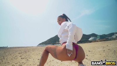 Busty tattooed girl fucked on public beach