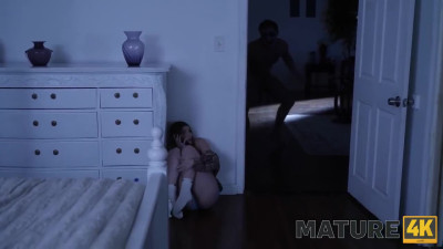Naked weirdo catches and fucks busty mature