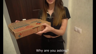 Pizza delivery girl is tipped with a good pussy dick down and cumshot on petite ass