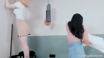 Spicy teen lesbians in bed