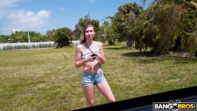 Young leggy blonde's offered a ride in turn for her fresh and shaved pussy
