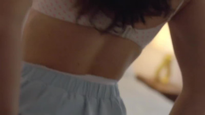 MILF in blue skirt shows peach ass, fucks and gets Creampied