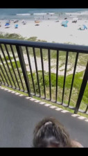 Curly and flexible doll swallows BBC and fucks on a balcony
