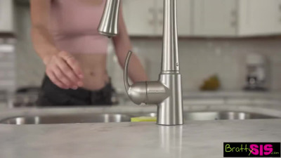Sneaky sex at laundry room with young stepsister Kyler Quinn