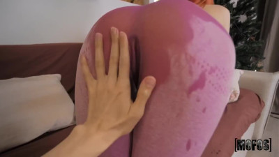Redhead with ripped tights gets her Ass stretched with fat cock in hot POV scene