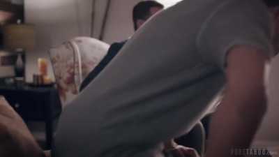 A caring stepfather and brother decided to help their nymphomaniac step-sister, but what went wrong when she started doing a double blowjob.