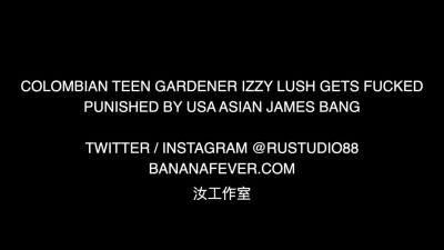 Colombian immigrant teen Izzy Lush cums on Asian-American cock
