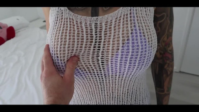 Tattooed girl in POV