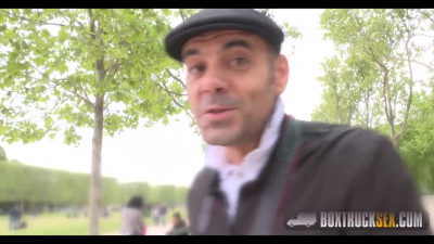 Buxom MILF fucks a stranger right next to the Eiffel Tower - public sex