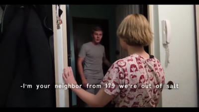 Russian girl banged by her neighbor when he came to borrow salt from her