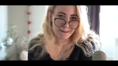 Blonde in glasses in young new jerking instructor - ASMR JOI