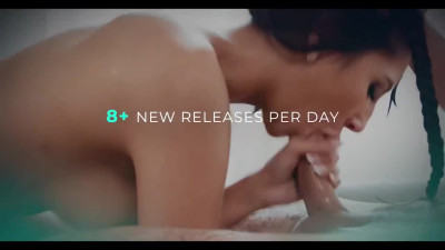 Lesbian love from first sight drives Romi and Texas to passionate massage sex