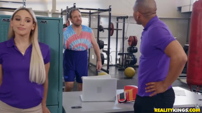 Well-shaped Abella Danger nailed hard by BBC at the locker room