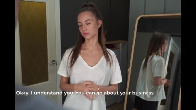 Leggy maid with Big Boobs cleans house, sucks and fucks with stud