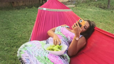 Horny Latina squirts and rides dong outdoors