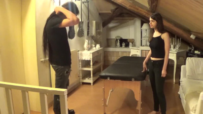 Slim gals share stepbro's cock after massage