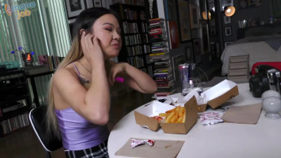 Married Lulu Chu makes cuckold husband listen how she works the cock