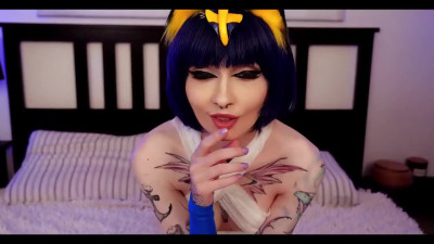Sexy Ankha rides real stick after playing with dildo