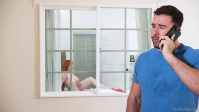 Busty redhead Milf welcomes neighbor to stretch her cunt