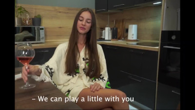 Russian cheating teen wife on phone call with her hubby