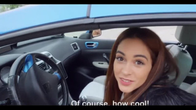 Risky public sex in the car with a cunning Latina teenager