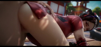 Demi's dress turned out to be very tiny to prevent cock entering - Fortnite Hentai