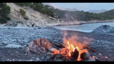 Fabulous tattooed amateur swallows cum after oral sex on the beach