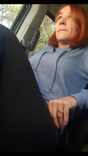 Redhead beauty hiddenly cams her solo pussy plays in the car on the parking
