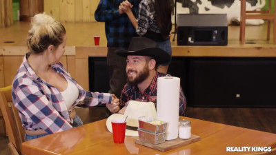 The Canadian timber goes wild with the barmaid Alexis Fawx in the pub