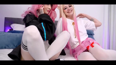 Threesome with cosplay girls Ahri & Seraphine from League of Legends
