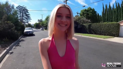 Petite skinny blonde Maria Anjel showed her pussy on a casting and was penetrated in a hotel room