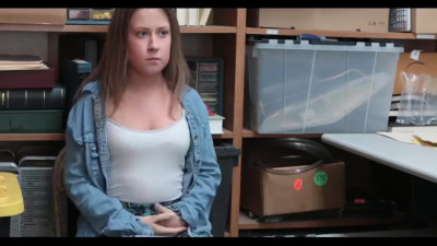 Security guy fucks teen stealer in the library