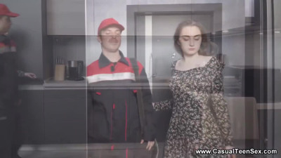Horny teen fucking plumber