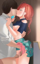 Redhead babe fucked in standing pose - Uncensored Hentai