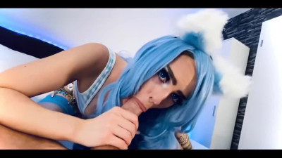 Neko cat cosplay doll makes ahegao face as she gets fucked non-stop