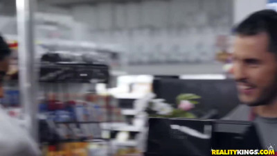 Horny Latina is going wild in a grocery store