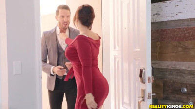 Dirty stepmom fucks during family dinner