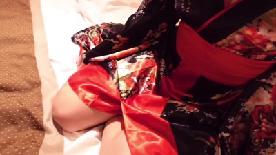 Japanese girl in kimono is your private masseuse on Halloween night