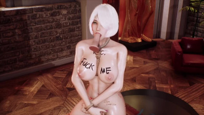 Shibari hentai whore is being fucked in all holes dominantly