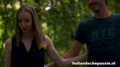 Amateur couple from Holland has sex in the forest in broad daylight