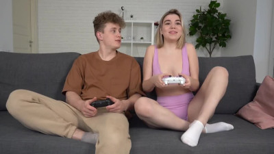 Russian stepsister fucked for losing a PS game