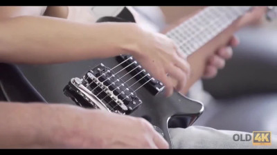 Old perv licks fragile student's pussy on a guitar lesson