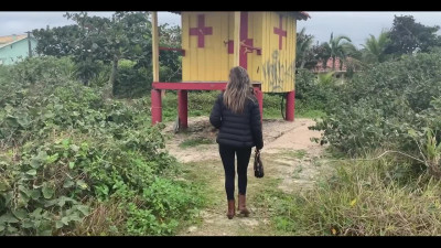 Beach walk and cowgirl fuck with sex obsessed Milf